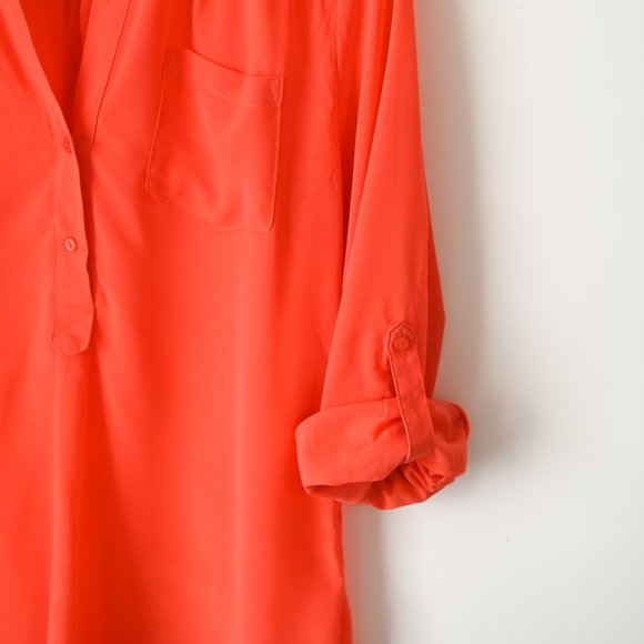 BEE STITCHED Coral Sheer Blouse 3/4 Sleeves - Size Medium - Picture 4 of 10